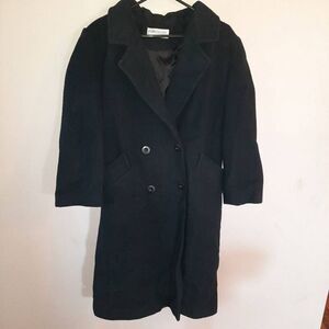 Vintage Forecaster Of Boston Black Wool Union Made Trench Coat Size 8